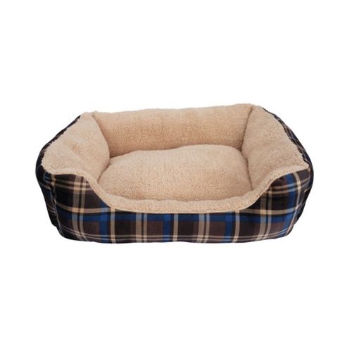 Cama Rectangular Small Cuddle Antidesgarro 48 x 38 x 13 cm Escosés Azul Línea DreamWell Dogit