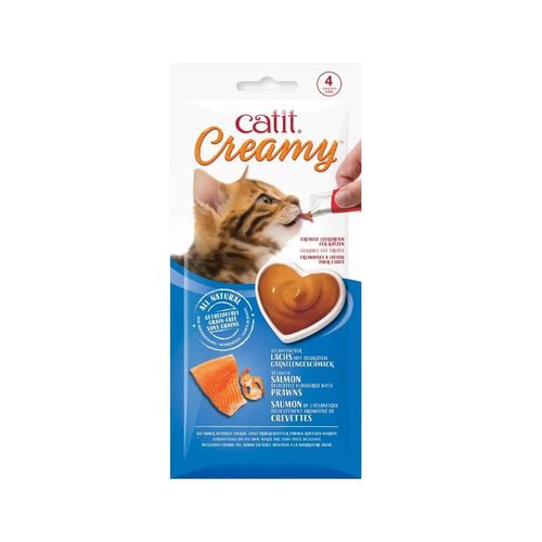 Catit Creamy Salmón Snack Cremoso Para Gatos Contiene 4 sobres x 10 gr c/u