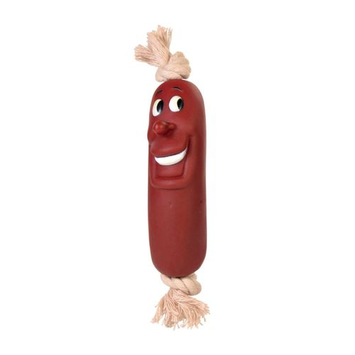 Juguete Salchicha de Vinilo con Soga 11 cm Bestia Peluda