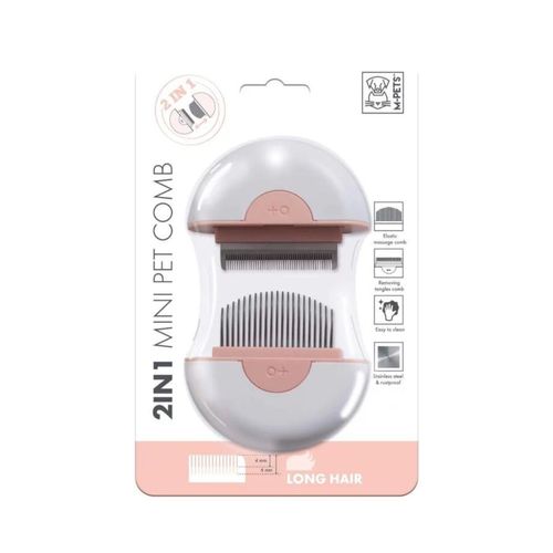 Peine 2 en 1 Mini Pet Pelo Corto Rosa M-Pets
