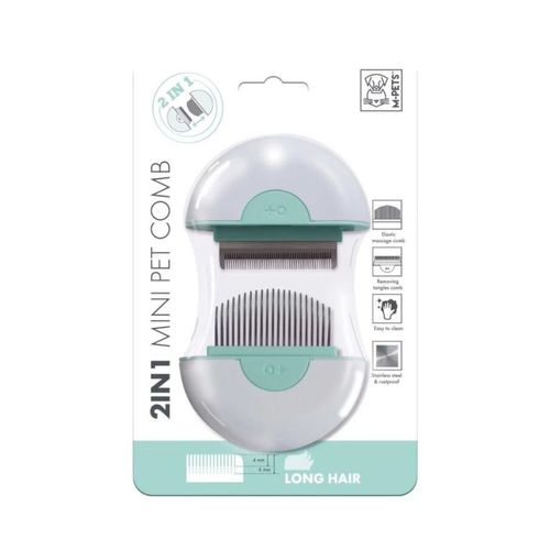 Peine 2 en 1 Mini Pet Pelo Corto Verde M-Pets