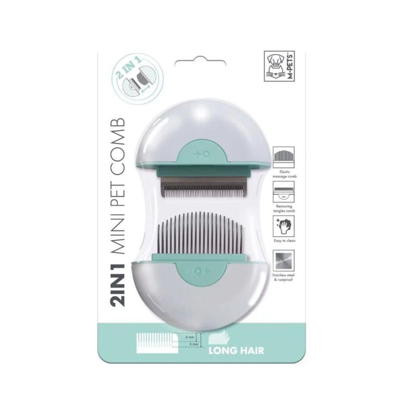 Peine-2-en-1-Mini-Pet-Pelo-Corto-Verde-M-Pets