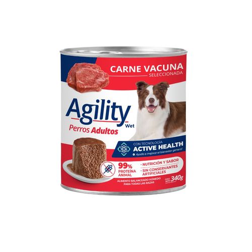 Agility Perro Adulto Carne Vacuna Lata x 340 gr