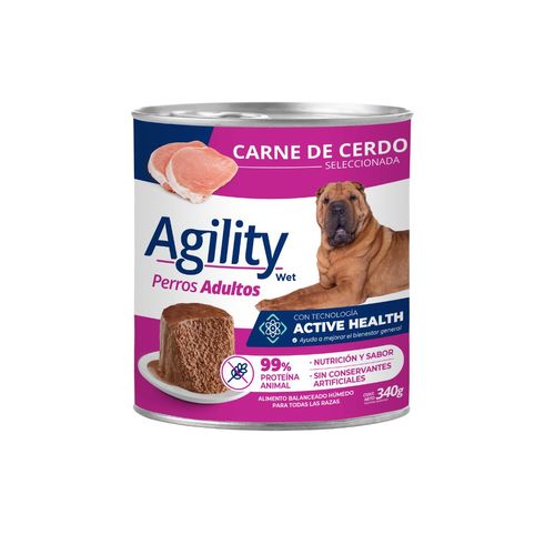 Agility Perro Adulto Cerdo Lata x 340 gr