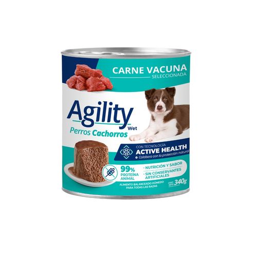 Agility Perro Cachorro Carne Vacuna Lata x 340 gr