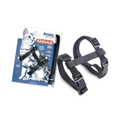 Arnes para Gatos Regulable con Correa de 120 cm Negro Rascals