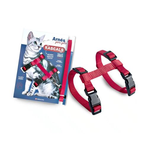 Arnes para Gatos Regulable con Correa de 120 cm Roja Rascals