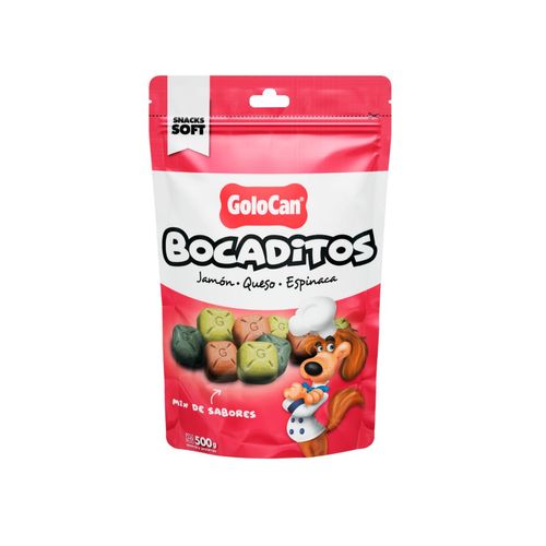 Bocaditos Blandos Para Perros Sabor Jamón, Queso y Espinaca x 500 gr Golocan