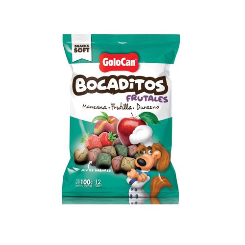 Bocaditos Blandos Para Perros Frutales x 100 gr Sabor Manzana, Frutilla y Durazno Golocan