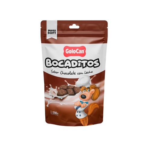 Bocaditos Blandos Para Perros Sabor Chocolate con Leche x 500 gr Golocan