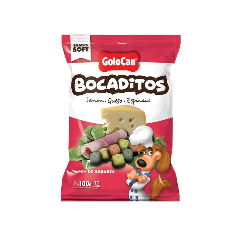 Bocaditos-Blandos-Para-Perros-Sabor-Jamon-Queso-y-Espinaca-x-100-gr-Golocan