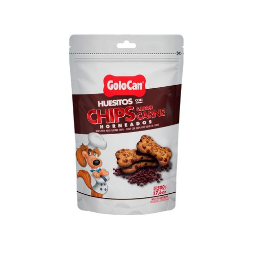 Huesitos Horneados Para Perros con Chips de Carne x 500 gr Golocan