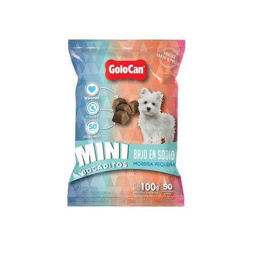 Mini Bocaditos Para Perros Bajos en Sodio x 100 gr Golocan