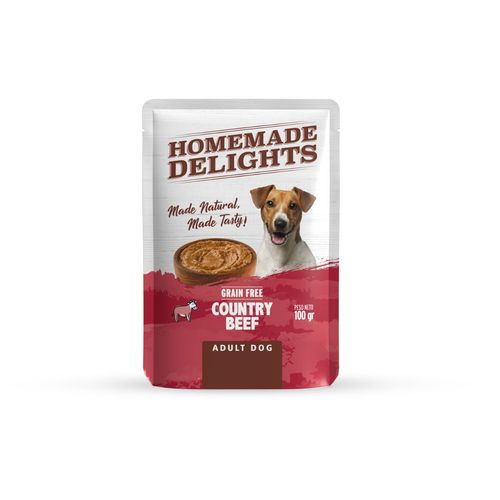 Homemade Delights Perro Adulto Country Beef Pouch x 100 gr