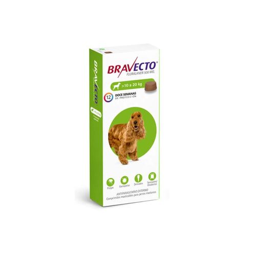 Bravecto Perros 10 a 20 kg Comprimido 3 Meses Duración