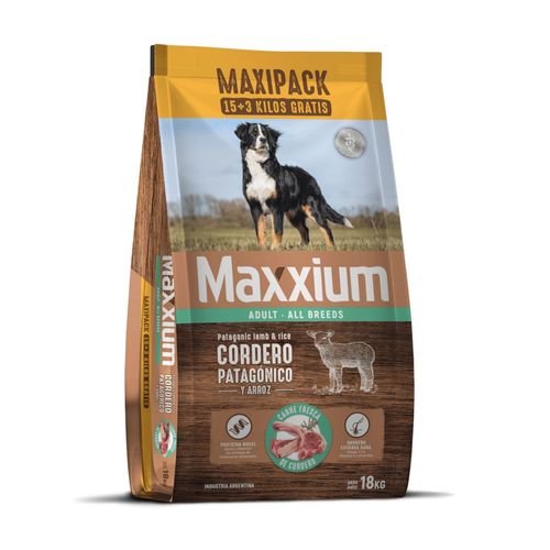 Maxxium Perro Adulto Cordero Patagónico x 15 kg + 3 kg