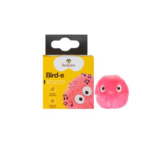 Juguete Pelota Bird-e de Peluche Rosa con Sonido y Luz para gatos Beepaw