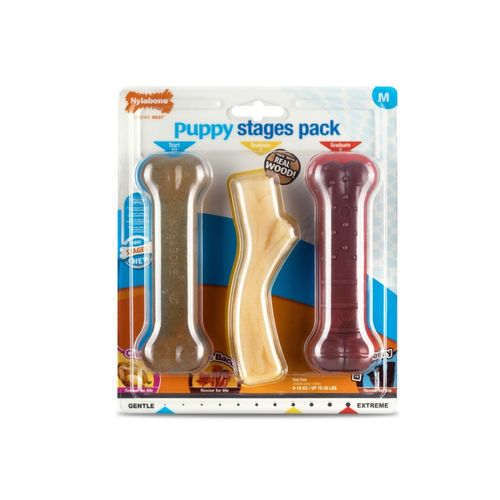 Juguete Hueso Puppy Stages Medium x 3 Unidades Sabor Pollo Panceta y Carne Nylabone