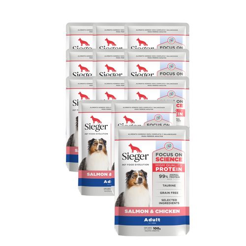 Sieger Perro Adulto Pack de 12 Pouch x 100 gr c/u