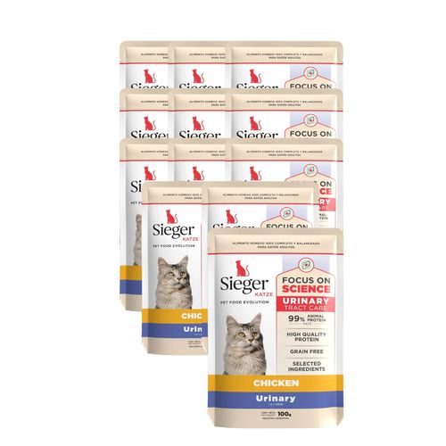 Sieger Gato Urinary Pollo Pack de 12 Pouch x 100 gr c/u