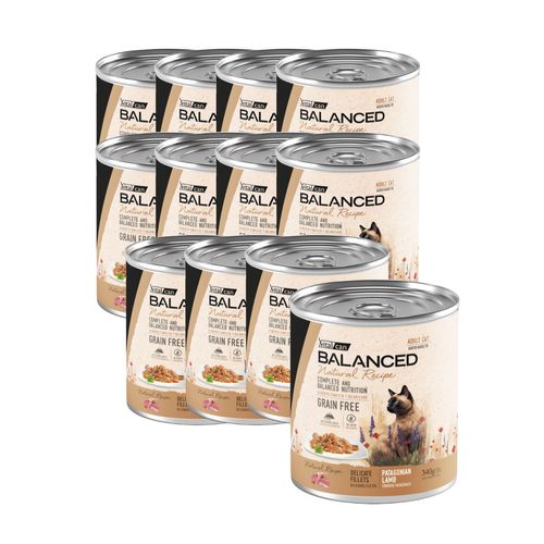 Vitalcan Balanced Natural Recipe Delicados Filetes Gato Adulto Cordero Pack de 12 Latas x 340 gr c/u