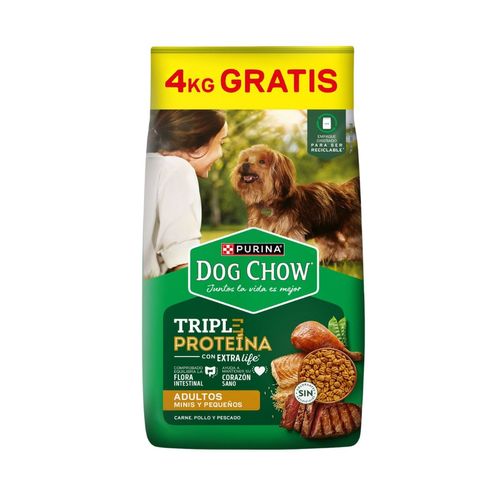 Dog Chow Triple Proteína Perro Adulto Raza Pequeña x 20 kg + 4 kg